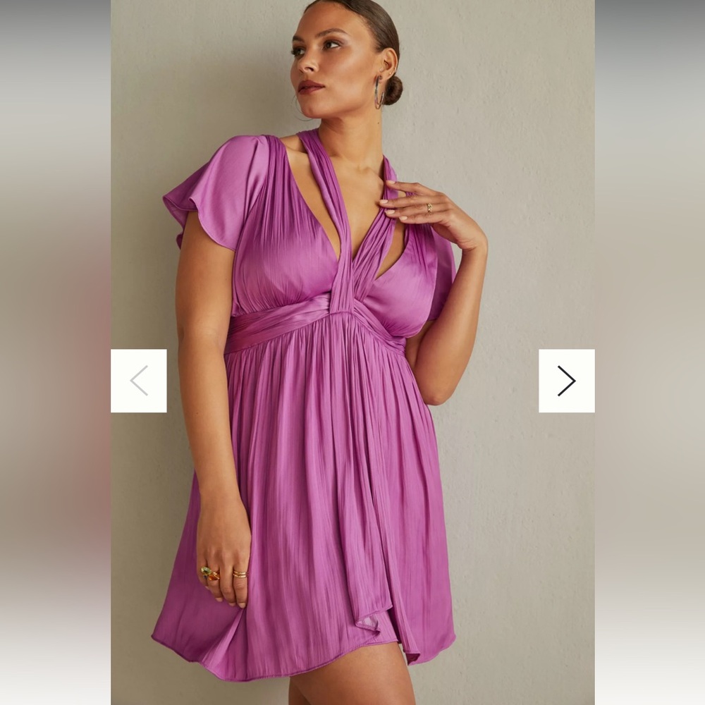 By Anthropologie Sculptural Mini Dress Sleeveless Bold Pink Wedding Guest Grad